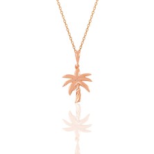 Söğütlü Silver Gümüş Rose Palmiye Kolye