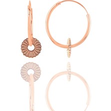 Söğütlü Silver Gümüş Rose Papatya  Halka Küpe