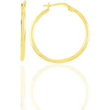 Söğütlü Silver Gümüş Altın Yaldızlı 29 mm Şarnel Halka Küpe