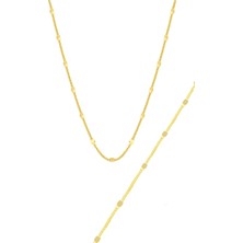 Söğütlü Silver Gümüş Altın Yaldızlı Pullu Gurmet Kolye Bileklik Seti