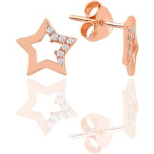 Söğütlü Silver Gümüş Rose Zirkon Taşlı Yıldız Küpe