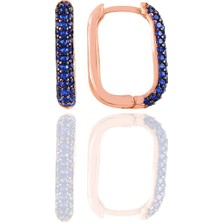 Söğütlü Silver Gümüş Rose Safir Taşlı Trend Küpe.