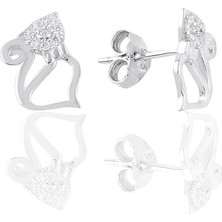Söğütlü Silver Gümüş Rodyumlu Zirkon Taşlı Kedi Küpe