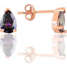 Söğütlü Silver Gümüş Rose Mistik Topaz  Taşlı Damla Küpe