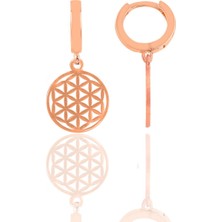 Söğütlü Silver Gümüş Rose Yaşam Çiçeği Küpe