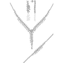 Söğütlü Silver Gümüş Rodyumlu Pırlanta Modeli  Sultan  Gümüş Takım.