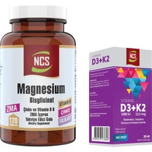 Ncs Zma Magnesium Bisglisinat Çinko Folic Acid Vitamin B 6 120 Tablet & Ncs Vitamin D3 + K2 Damla 20 ml