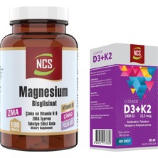 Ncs Zma Magnesium Bisglisinat Çinko Folic Acid Vitamin B 6 180 Tablet & Ncs Vitamin D3 + K2 Damla 20 ml