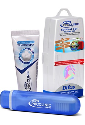 Difaş Pro Clinic Diş Fırçası ve Tam Koruma Diş Macunu 25 ml Kutulu Seyahat Diş Seti