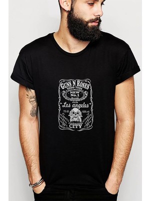 Qivi N Roses  Baskılı Siyah Erkek Örme Tshirt