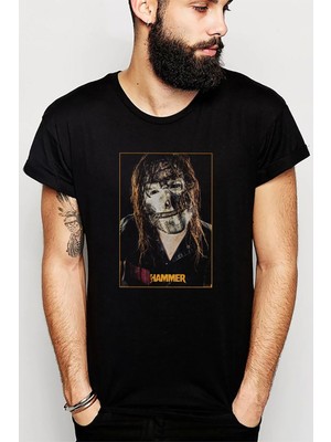 Qivi Slipknot Hammer Rock Metal Müzik Music Baskılı Siyah Erkek Örme Tshirt