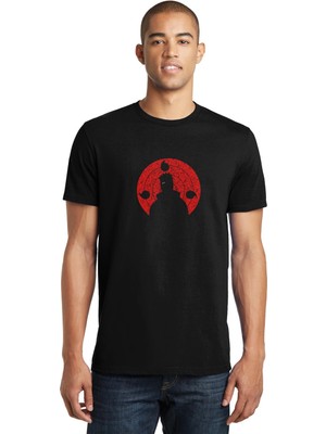 Qivi Akatsuki Anime Baskılı Siyah Erkek Örme Tshirt