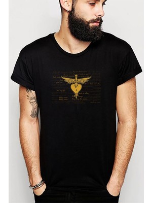 Qivi Bon Jovi Rock Music Baskılı Siyah Erkek Örme Tshirt