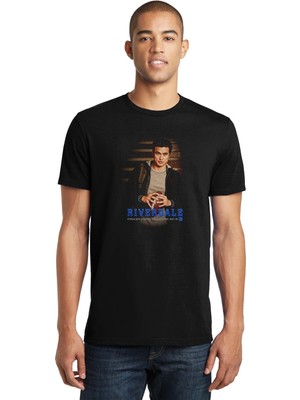 Qivi Riverdale Reggie Mantle Promotional Portrait Baskılı Siyah Erkek Örme Tshirt