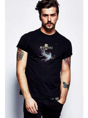 Qivi Metallica And Justice For All Baskılı Siyah Erkek Örme Tshirt