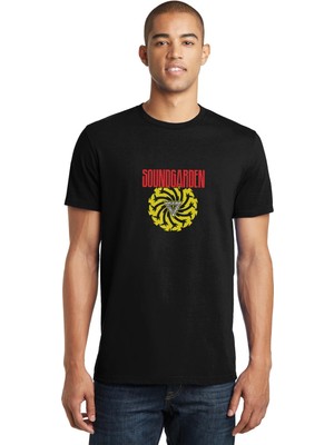 Qivi Soundgarden Logo Baskılı Siyah Erkek Örme Tshirt