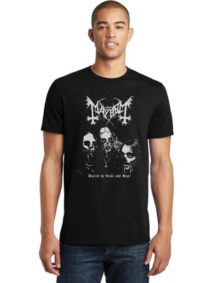 Qivi Mayhem Buried By Time And Bust Baskılı Siyah Erkek Örme Tshirt