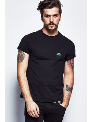 Qivi Unicorn Dream Baskılı Siyah Erkek Örme Tshirt