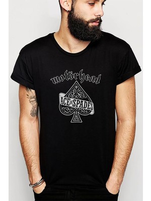 Qivi Motörhead Ace Of Spades Album Rock Baskılı Siyah Erkek Örme Tshirt