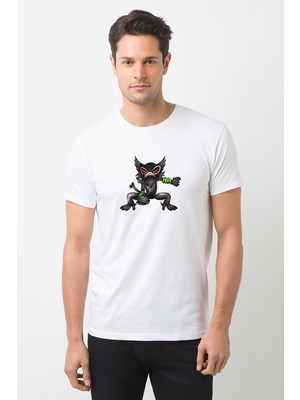Qivi Zarude Pokemon V Baskılı Beyaz Erkek Örme Tshirt