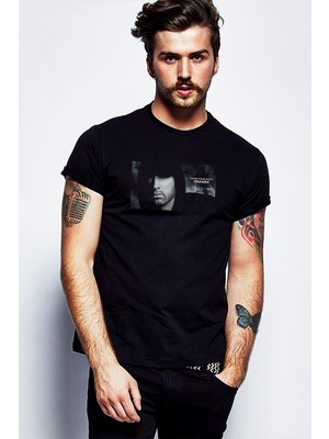 Qivi Eminem The Real Slim Shady Baskılı Siyah Erkek Örme Tshirt