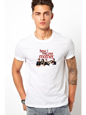 Qivi How I Met Your Mother Baskılı Beyaz Erkek Örme Tshirt