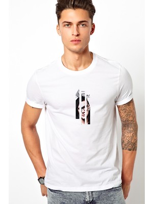 Qivi Skrillex Baskılı Beyaz Erkek Örme Tshirt