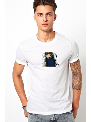 Qivi Naruto Pain Baskılı Beyaz Erkek Örme Tshirt