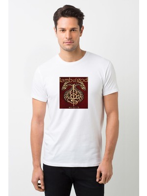 Qivi Lamb Of God Bordo Wrath Baskılı Beyaz Erkek Örme Tshirt