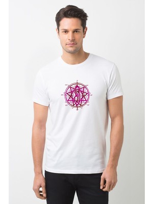 Qivi Slipknot Logo Müzik Music Metal Rock Baskılı Beyaz Erkek Örme Tshirt