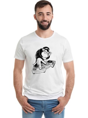 Qivi Arctic Monkey Baskılı Beyaz Erkek Örme Tshirt