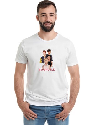 Qivi Riverdale Memes Baskılı Beyaz Erkek Örme Tshirt
