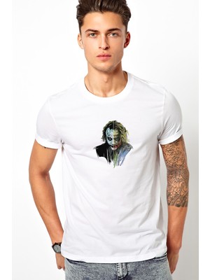 Qivi Joker Baskılı Beyaz Erkek Örme Tshirt
