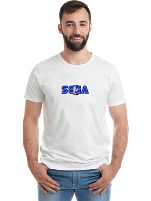 Qivi Sega Baskılı Beyaz Erkek Örme Tshirt