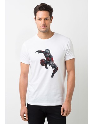 Qivi Ant Man Karınca Adam Jump Baskılı Beyaz Erkek Örme Tshirt