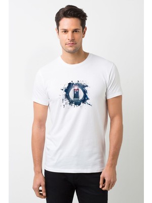 Qivi Doctor Who The Doctors Baskılı Beyaz Erkek Örme Tshirt