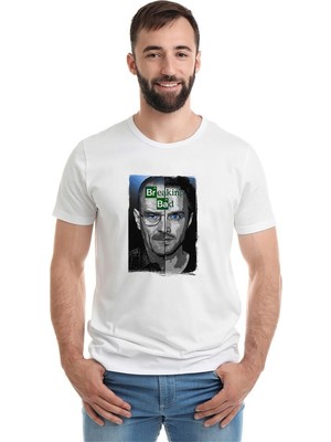 Qivi Breaking Bad Season 3 Baskılı Beyaz Erkek Örme Tshirt
