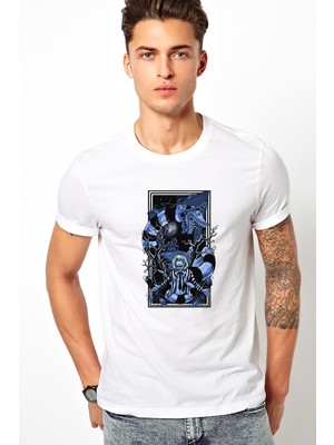 Qivi Baskılı Baskılı Beyaz Erkek Örme Tshirt