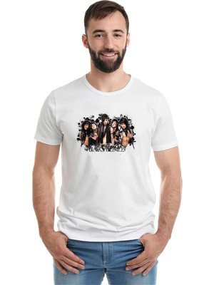 Qivi Black Veil Brides Group Baskılı Beyaz Erkek Örme Tshirt