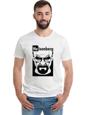 Qivi Breaking Bad Heisenberg's 2 Baskılı Beyaz Erkek Örme Tshirt