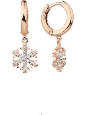 Harem Altın Sallantı Kar Tanesi Rose Renk Gümüş Küpe GMS2116