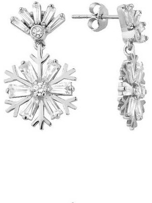 Harem Altın Baget Taşlı Kar Tanesi Gümüş Küpe GMS2118