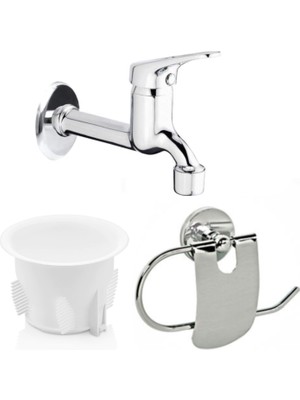 Armilla Armatür 3’lü Set Aç Kapa Uzun Musluk Wc Matik ve Tuvalet Kağıtlığı