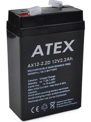 Atex 12 Volt 2.2 Amper Dik Kare Akü AX-12V