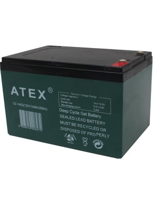 Atex 12 Volt 14 Amper Jel Tip Elektrikli Bisiklet Aküsü (1 Adet)