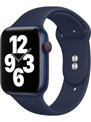 Bilişim Aksesuar  42 mm - 44 mm M/l Apple Watch 3 4 5 6 Se Uyumlu Silikon Kordon Kayış Gece Mavi