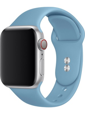 Bilişim Aksesuar  42 mm - 44 mm M/l Apple Watch 3 4 5 6 Se Uyumlu Silikon Kordon Kayış Bebe Mavisi