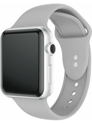 Bilişim Aksesuar  42 mm - 44 mm S/m Apple Watch 3 4 5 6 Se Uyumlu Silikon Kordon Kayış Gri