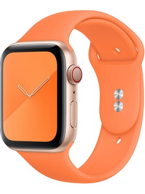 Bilişim Aksesuar  38 mm - 40 mm M/l Apple Watch 3 4 5 6 Se Uyumlu Silikon Kordon Kayış Açık Turuncu