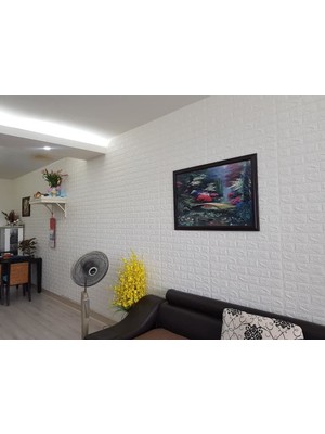 Renkli Duvarlar Kendinden Yapışkanlı Sünger Beyaz Tuğla 70X77 cm 6 Adet Duvar Paneli